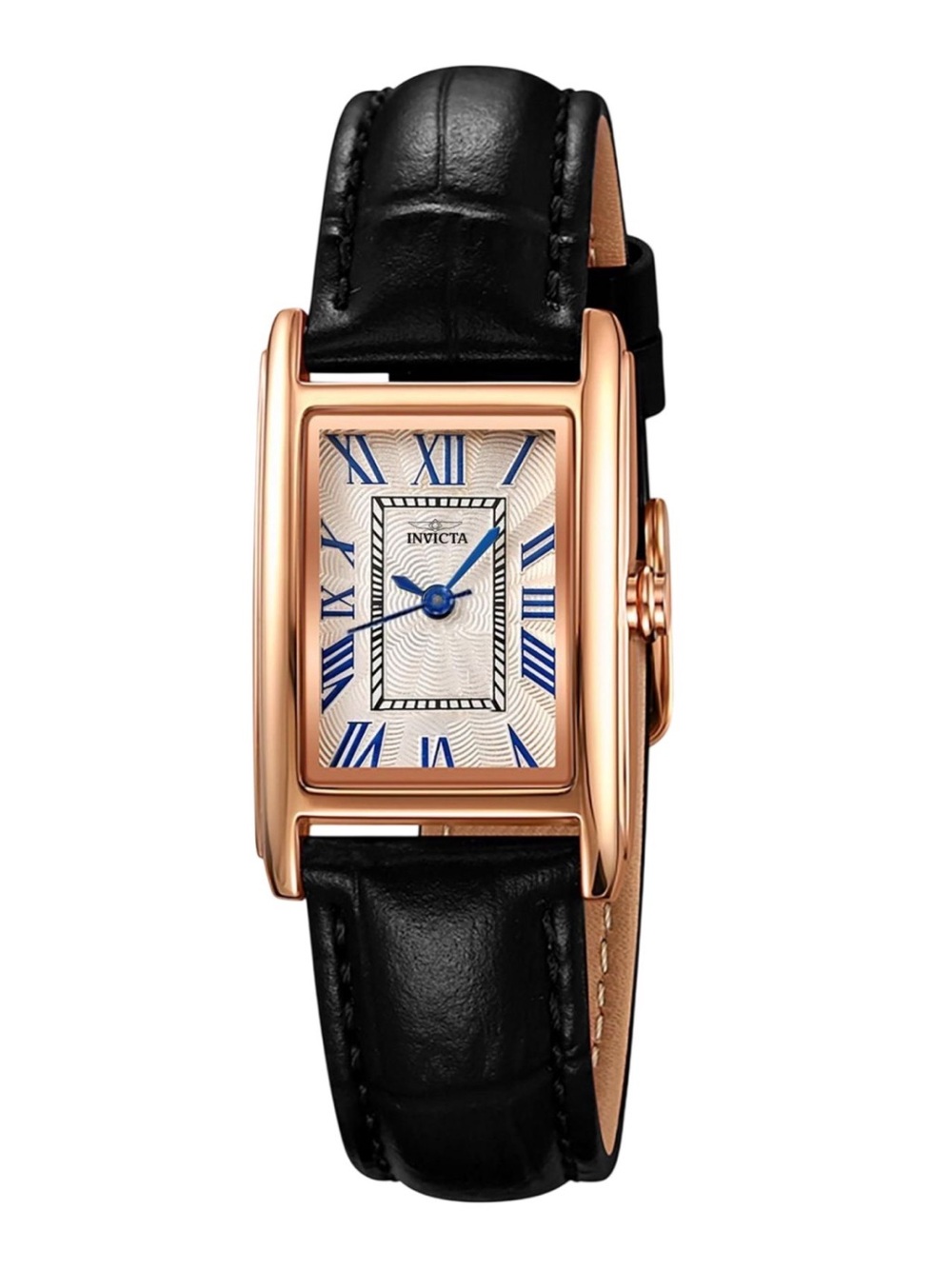 NEW Invicta Celestial Lady 70375 Rose Gold Black Leather Rectangular Watch 22mm